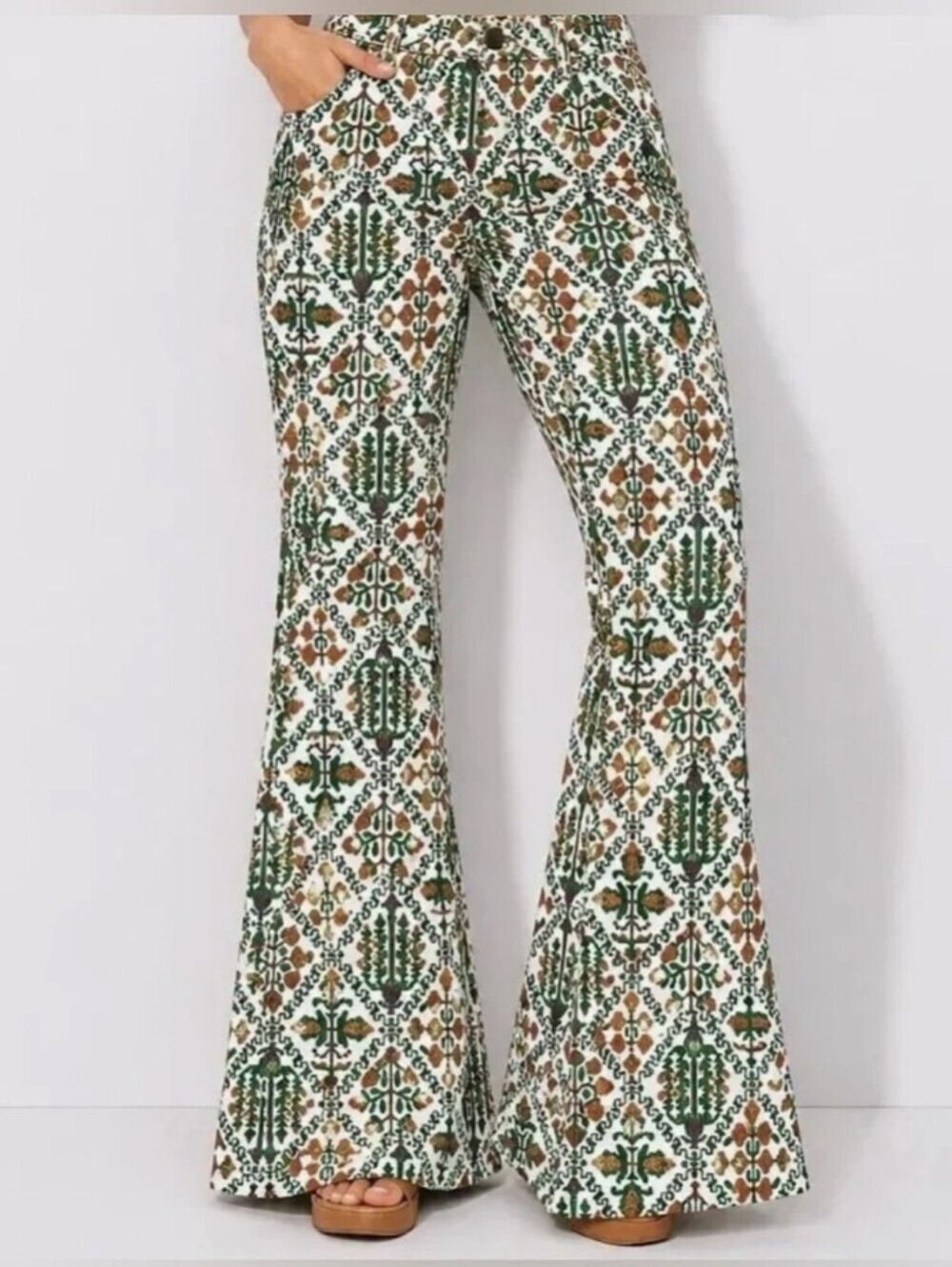 Wrangler High Rise Fierce Flare Jeans Vintage Garden 2x32 Boho Western 70s Retro
